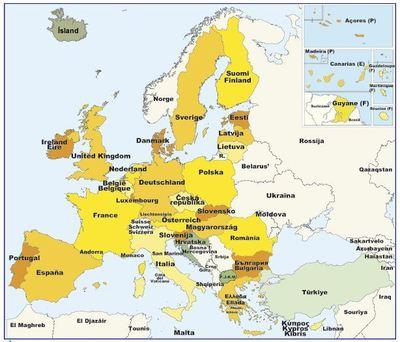 En gris, pays en cours de négociation en vue d'intégrée l'Union européenne (c) Europa