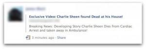 4 charlie sheen found dead 300x101 Le Scam & le Spam sur Facebook #1 – Likejacking et Clickjacking