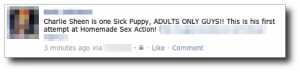 1 charlie sheen sick puppy 300x72 Le Scam & le Spam sur Facebook #1 – Likejacking et Clickjacking