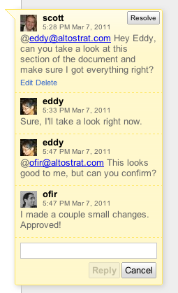 google docs discussions Google Docs saméliore au niveau des commentaires