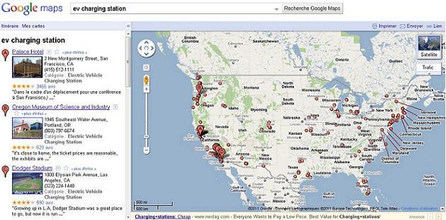 Géolocalisation des bornes de recharge électrique avec Google Maps