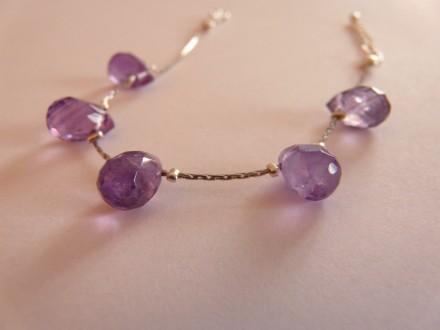 Bracelet en perles d’améthyste - 5 pierres semi-précieuses