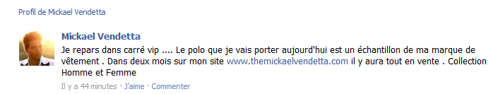 Mickaël Vendetta ne perd pas le Nord et profite de Carré Viiip pour vendre ses tee-shirts !