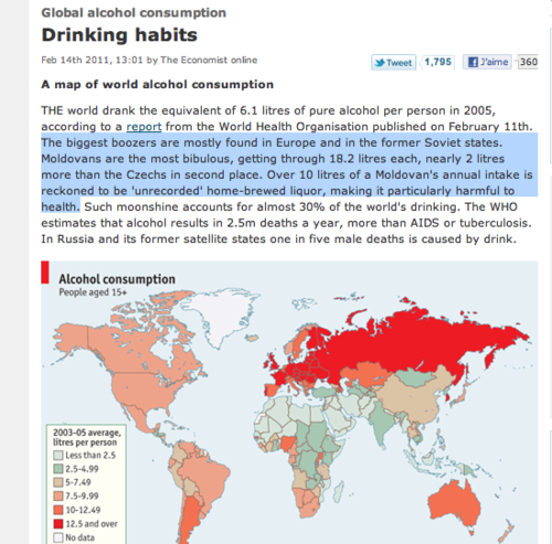 La consommation d’alcool dans le monde, selon l’OMS....