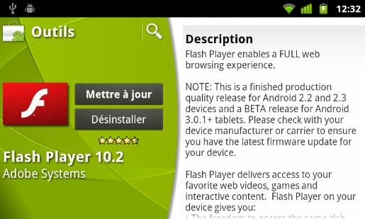 Flash sur Android passe en version 10.2