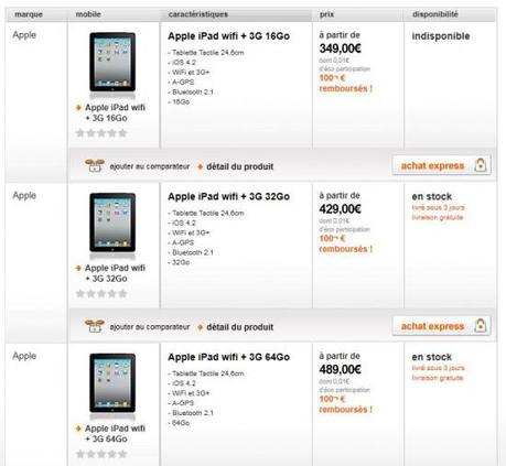 Baisse de prix pour l’iPad première génération chez Orange et SFR