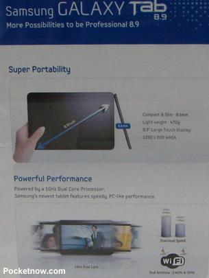 La Galaxy Tab 8.9 sera bien présentée au CTIA : au menu finesse et légèreté
