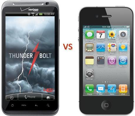 Comparaison HTC thunderbolt vs iphone 4