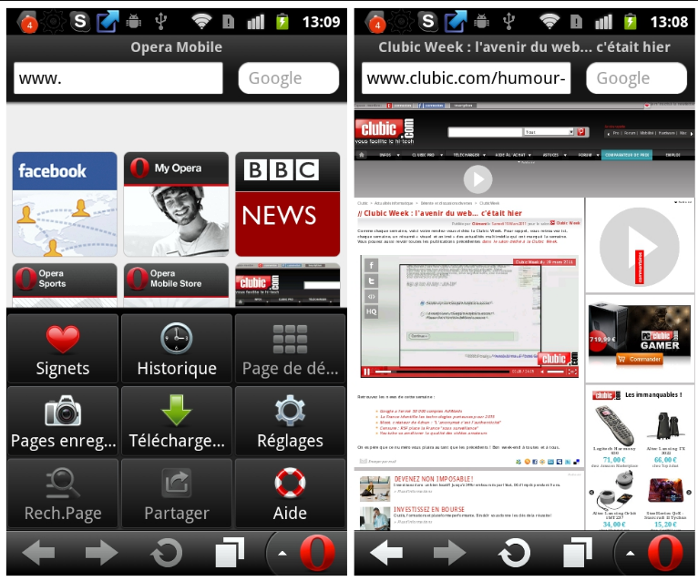 Opera Mini 6 et Opera Mobile 11 est disponible sur Android Market