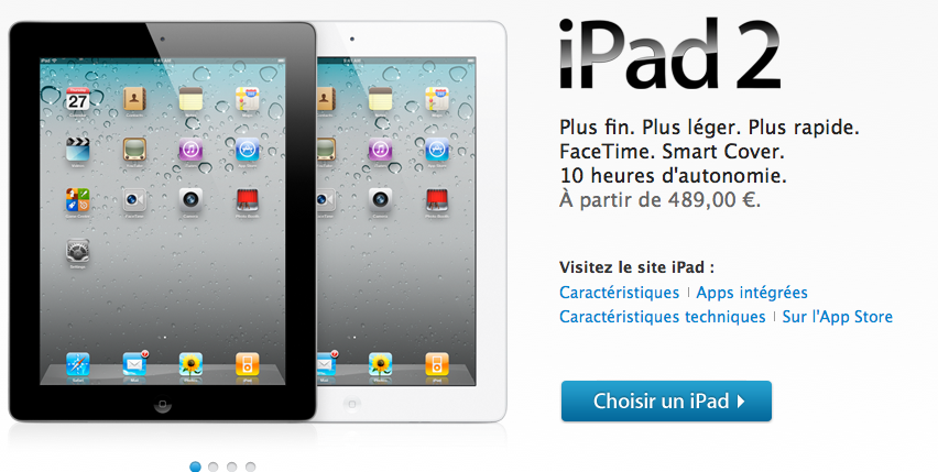 L’iPad 2 est en vente sur l’Apple Store en ligne