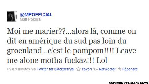 M.Pokora réagit à la rumeur de son mariage sur Twitter