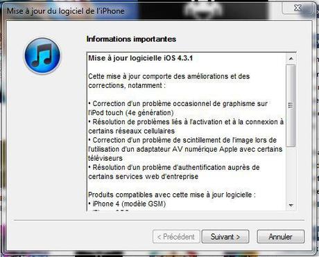iOS 4.3.1 disponible au téléchargement