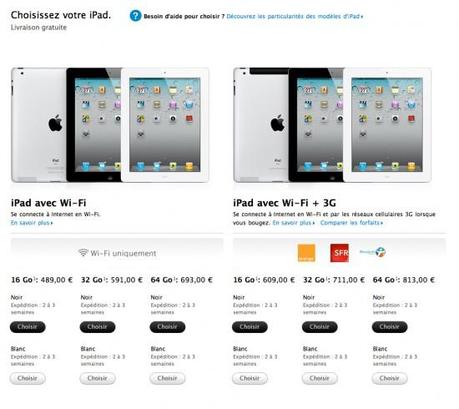 L’iPad 2 disponible sur l’Apple Store, délais annoncés de 2 à 3 semaines ! (Màj dispo)