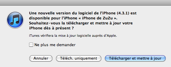 iOS 4.3.1 est disponible au téléchargement