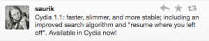 Cydia 1.1 enfin libérée!