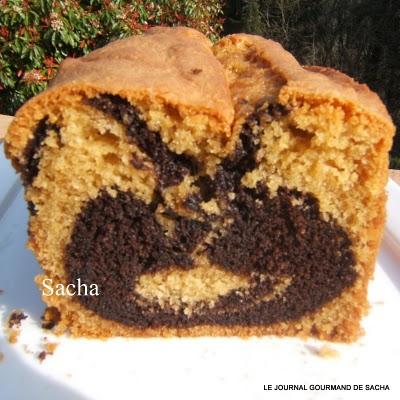 Cake marbré  au chocolat  noir amer et crème de spéculoos