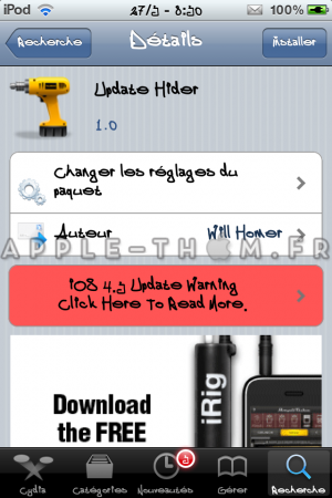 Ignorer une mise à Jour de L’AppStore avec Update Hider !