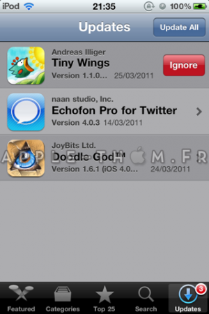 Ignorer une mise à Jour de L’AppStore avec Update Hider !