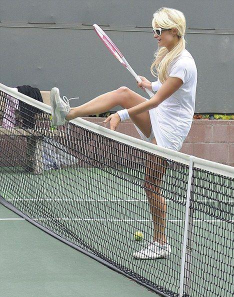 958413730 tduid1019 Paris Hilton Playing Tennis Beverly Hil
