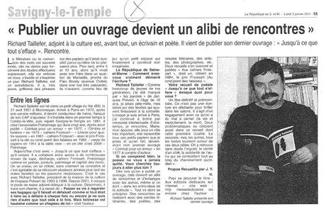 Le poète Richard Taillefer obtient une entrevue dans la République de Seine-et-Marne, en France