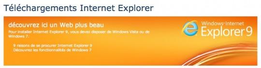 internet explorer 91 540x142 IE9 moins téléchargé que Firefox 4 ? La faute à Windows Update !