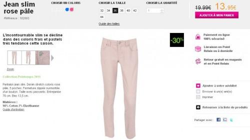 slim, rose pâle, pimkie