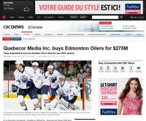 La nouvelle sur le site de la CBC