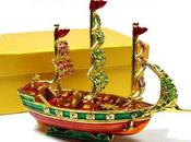 Bateau richesse métal incrusté cristaux