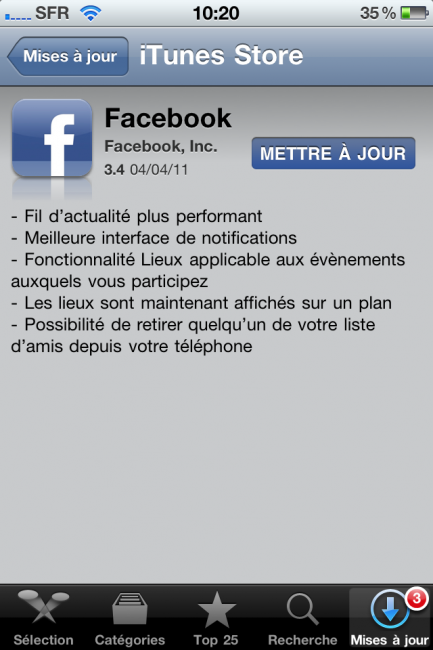 Mises à jour pour les applications Spotify et Facebook