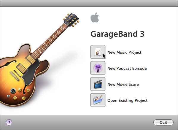 GarageBand3 StartUpWindow Avec GarageBand, créez vos propres sonneries sur Iphone