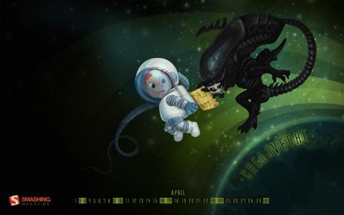 alien  76 Fonds d’écran calendrier d’Avril