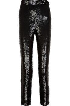 Cropped sequined silk pants by Ashish