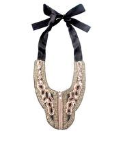 ASOS - Collier plastron en tissu avec fermeture éclair au centre et perles en métal