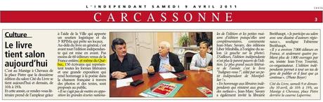 Salon du livre de Carcassonne 2011 – Premiers articles de presse