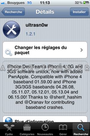 {MàJ}Ultrasn0w V.1.2.1 : Compatibilité iOS 4.3.1