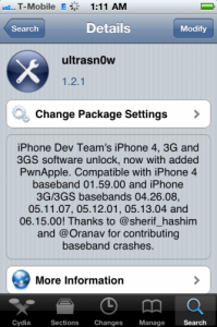 Désimlock iPhone : ultrasn0w 1.2.1 pour iOS 4.3.1 disponible sur Cydia