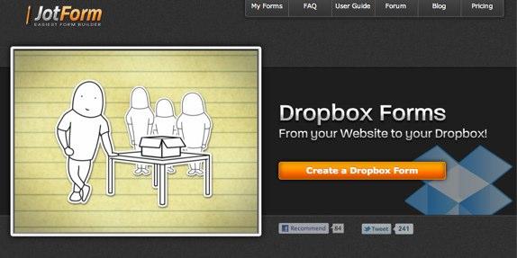 jotform Dropbox Forms: créez des formulaires Web qui transmettent les pièces jointes sur Dropbox