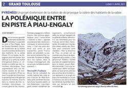article de 20 mn Toulouse consacré au projet de création de station de ski entre Bielsa et Piau Engaly