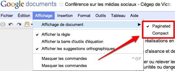 google documents2 Google Documents: le mode pagination et l’impression native