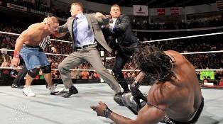 Triple Threat Match pour le titre de Champion de la WWE entre The Miz, John Cena et R-Truth