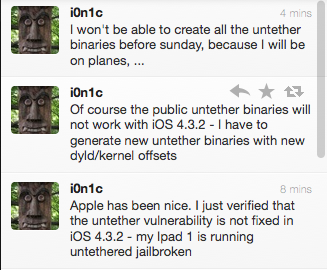 iOS 4.3.2 jailbreak untethered pour dimanche