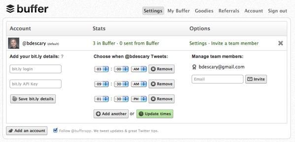 buffer Buffer: planifiez votre horaire de publication sur Twitter