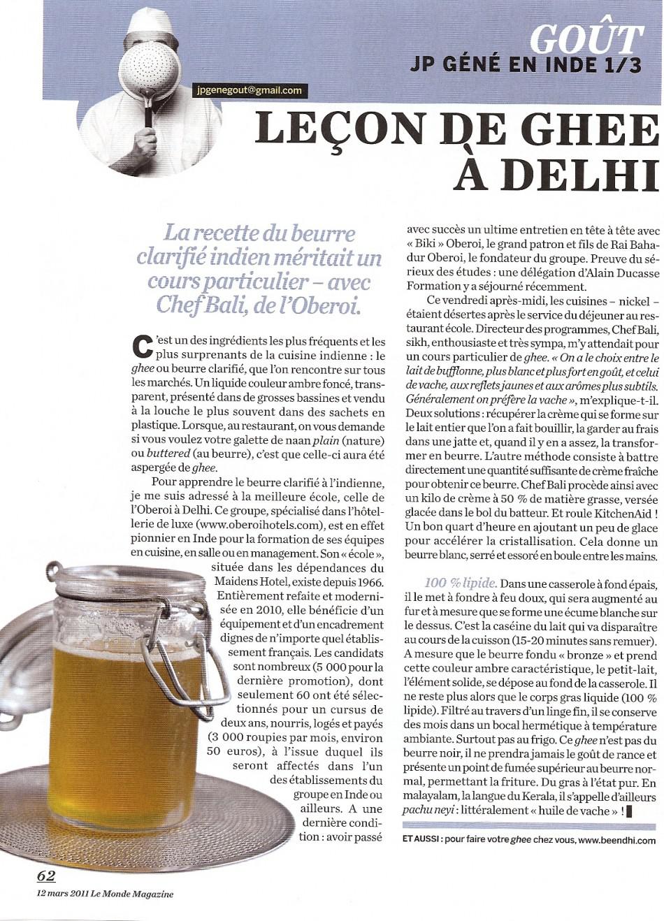 Cuisine Indienne dans le Monde Magazine