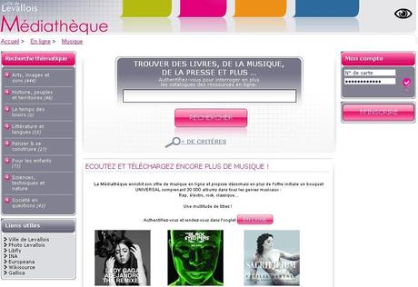 A Levallois (92) des médiathèques dans le nuage… et dans mon salon Page d'accueil des médiathèques de Levallois