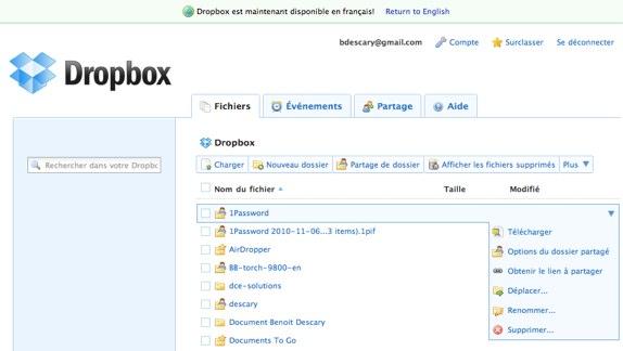 dropbox francais Dropbox est disponible en français