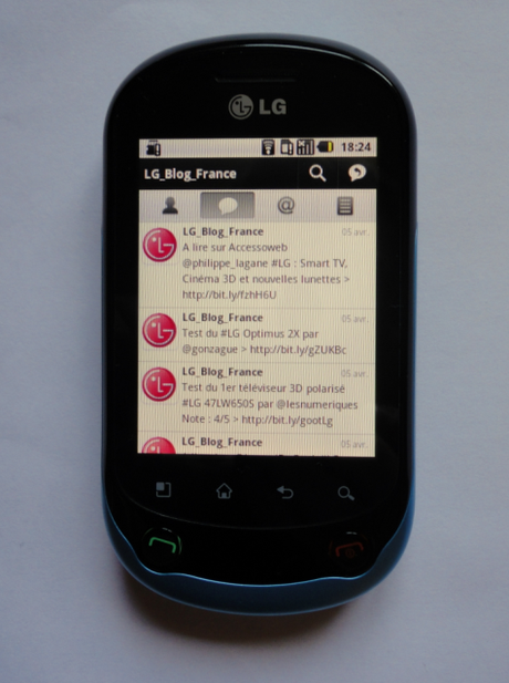 Test du smartphone LG Optimus Chat