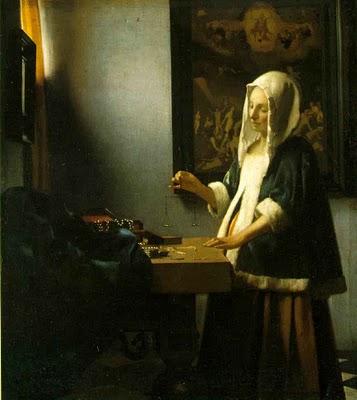 Le retour de la femme a la balance de Vermeer a la Pinacotheque de Munich