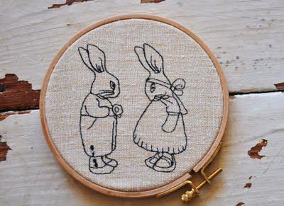 broderie redwork lapin