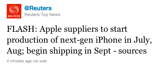 reuters iphone 5 LiPhone 5 pour le mois de septembre ?