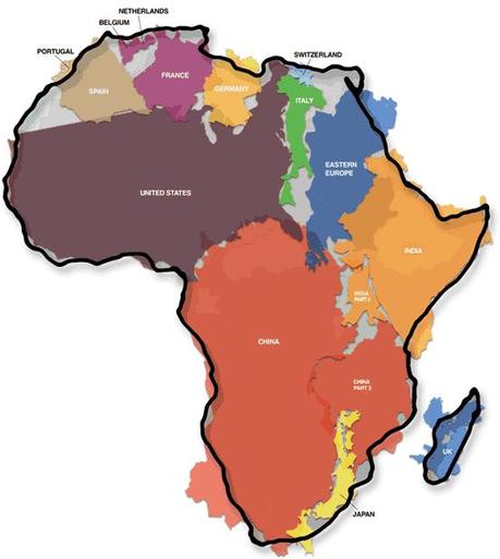 La vraie taille de l'Afrique et son importance, the true size and importance of Africa